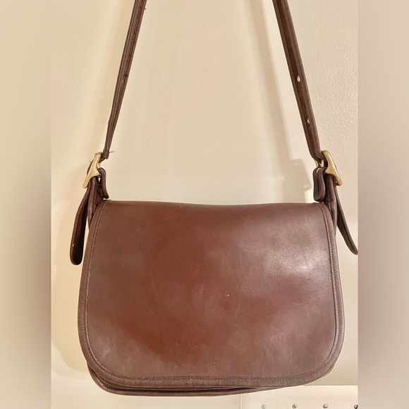 COACH 9951 OLD Vintage Shoulder Bag Leather Brown Flap Made in Turkey Auth, Mint - Picture 3 of 15